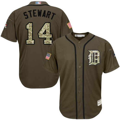 Tigers #14 Christin Stewart Green Salute to Service Stitched Youth Baseball Jersey