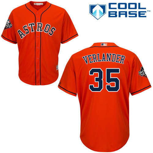 Astros #35 Justin Verlander Orange Cool Base 2019 World Series Bound Stitched Youth Baseball Jersey