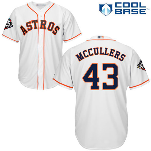 Astros #43 Lance McCullers White Cool Base 2019 World Series Bound Stitched Youth Baseball Jersey