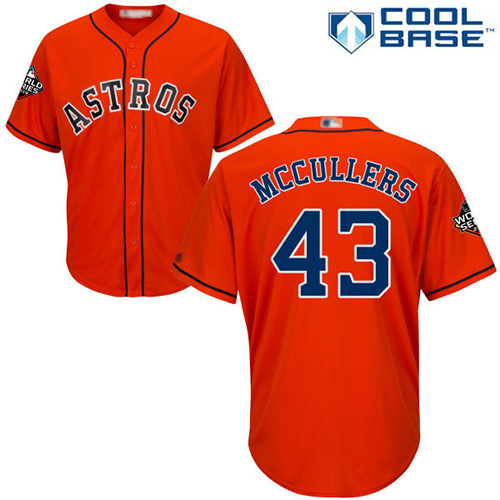 Astros #43 Lance McCullers Orange Cool Base 2019 World Series Bound Stitched Youth Baseball Jersey