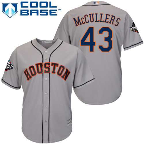 Astros #43 Lance McCullers Grey Cool Base 2019 World Series Bound Stitched Youth Baseball Jersey