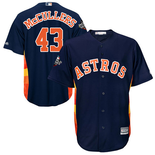 Astros #43 Lance McCullers Navy Blue Cool Base 2019 World Series Bound Stitched Youth Baseball Jersey