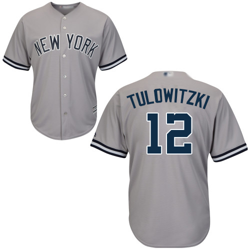 Yankees #12 Troy Tulowitzki Grey Cool Base Stitched Youth Baseball Jersey