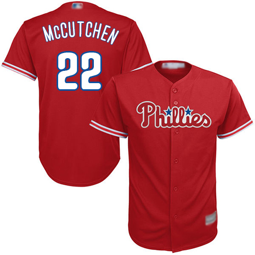 Phillies #22 Andrew McCutchen Red Cool Base Stitched Youth Baseball Jersey