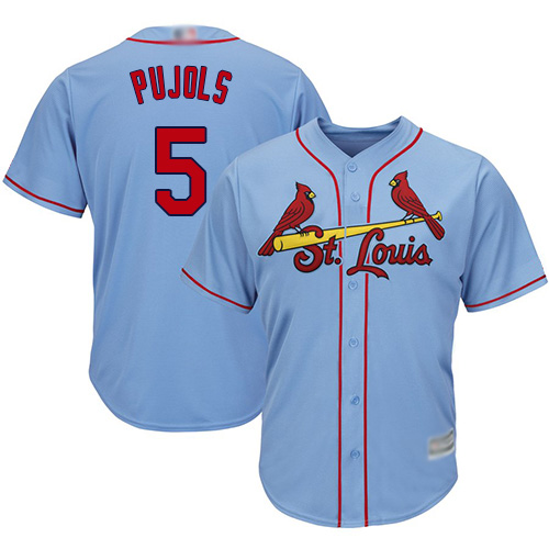 Cardinals #5 Albert Pujols Light Blue Cool Base Stitched Youth Baseball Jersey