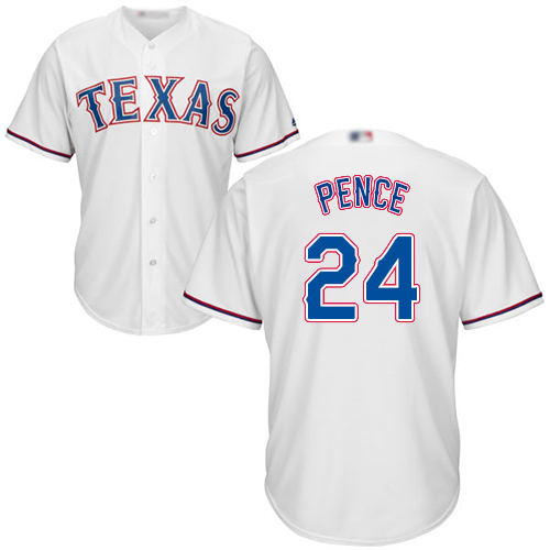 Rangers #24 Hunter Pence White Cool Base Stitched Youth Baseball Jersey