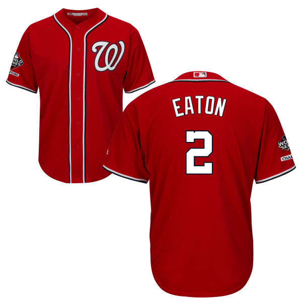 Nationals #2 Adam Eaton Red Cool Base 2019 World Series Bound Stitched Youth Baseball Jersey
