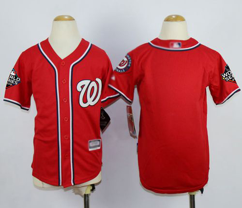 Nationals Blank Red Cool Base 2019 World Series Champions Stitched Youth Baseball Jersey