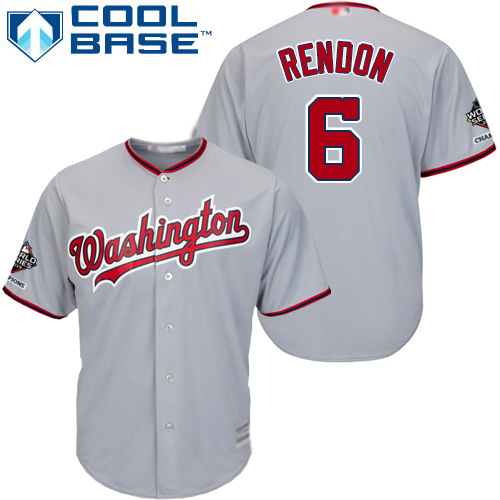 Nationals #6 Anthony Rendon Grey Cool Base 2019 World Series Bound Stitched Youth Baseball Jersey