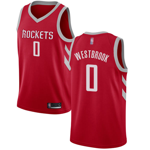 Rockets #0 Russell Westbrook Red Youth Basketball Swingman Icon Edition Jersey