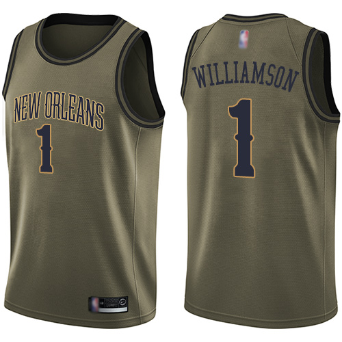 Pelicans #1 Zion Williamson Green Salute to Service Youth Basketball Swingman Jersey