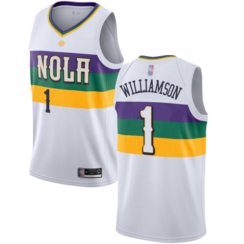 Pelicans #1 Zion Williamson White Youth Basketball Swingman City Edition 2018/19 Jersey