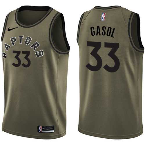 Nike Raptors #33 Marc Gasol Green Salute to Service Youth NBA Swingman Jersey