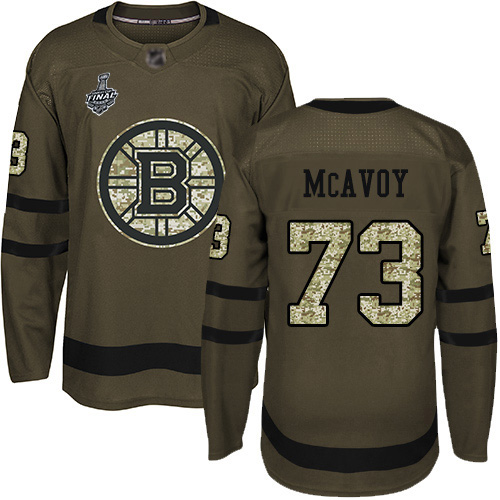 Bruins #73 Charlie McAvoy Green Salute to Service Stanley Cup Final Bound Youth Stitched Hockey Jersey