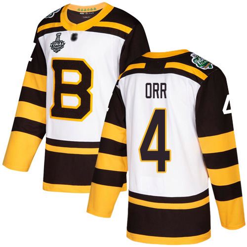 Bruins #4 Bobby Orr White Authentic 2019 Winter Classic Stanley Cup Final Bound Youth Stitched Hockey Jersey