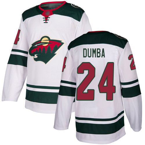 Wild #24 Matt Dumba White Road Authentic Stitched Youth Hockey Jersey