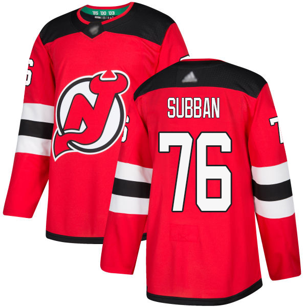 Devils #76 P. K. Subban Red Home Authentic Stitched Youth Hockey Jersey