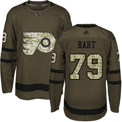 Adidas Flyers #79 Carter Hart Green Salute to Service Stitched Youth NHL Jersey