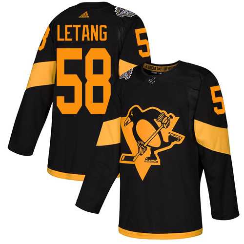Adidas Penguins #58 Kris Letang Black Authentic 2019 Stadium Series Stitched Youth NHL Jersey