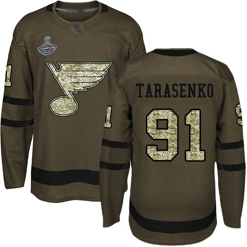 Blues #91 Vladimir Tarasenko Green Salute to Service Stanley Cup Champions Stitched Youth Hockey Jersey
