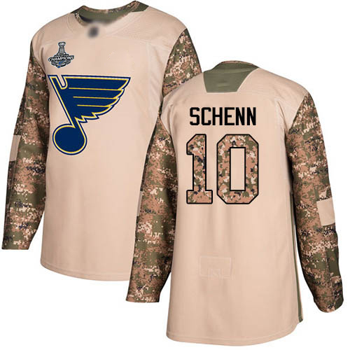 Blues #10 Brayden Schenn Camo Authentic 2017 Veterans Day Stanley Cup Champions Stitched Youth Hockey Jersey