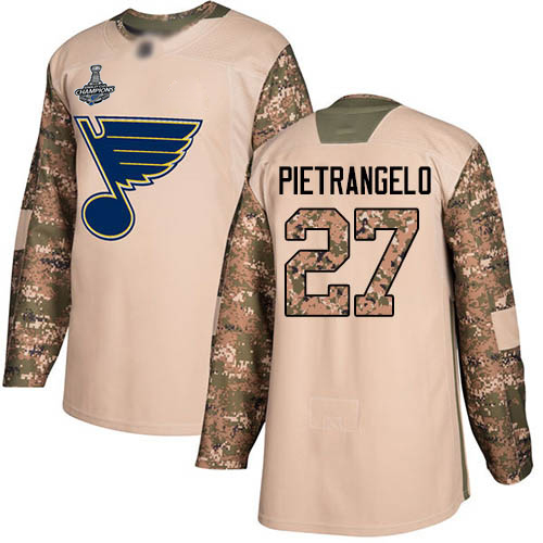 Blues #27 Alex Pietrangelo Camo Authentic 2017 Veterans Day Stanley Cup Final Bound Stitched Youth Hockey Jersey