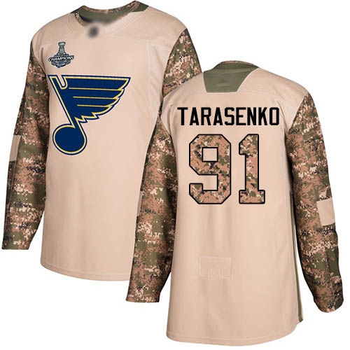 Blues #91 Vladimir Tarasenko Camo Authentic 2017 Veterans Day Stanley Cup Champions Stitched Youth Hockey Jersey