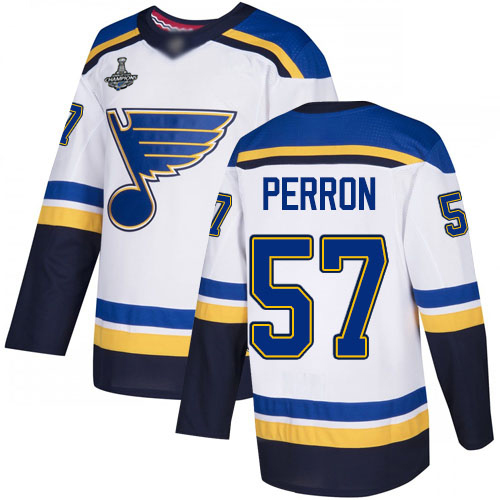 Blues #57 David Perron White Road Authentic Stanley Cup Final Bound Stitched Youth Hockey Jersey