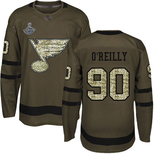 Blues #90 Ryan O'Reilly Green Salute to Service Stanley Cup Final Bound Stitched Youth Hockey Jersey