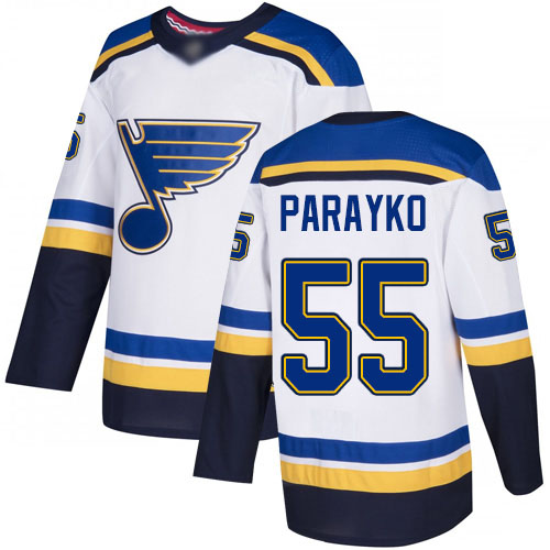 Blues #55 Colton Parayko White Road Authentic Stitched Youth Hockey Jersey